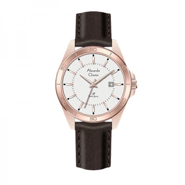 Alexandre Christie AC 1011 Rosegold White Brown Leather lady LDLRGSL